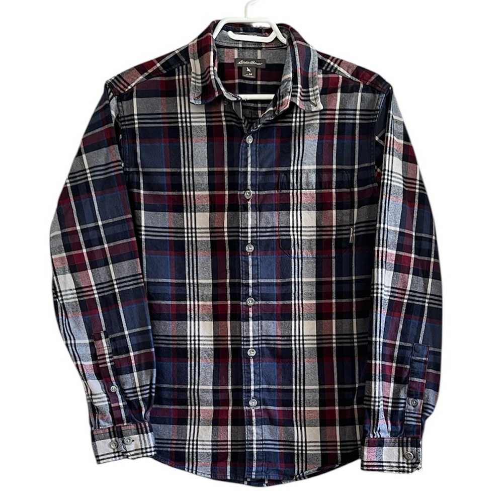 Eddie Bauer Flannel Plaid Button Up Shirt Men’s Size Medium READ Small